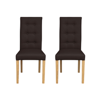 Set 2 scaune living TEO LUX, picioare lemn natur, piele ecologica maro inchis, 46x60x98 cm - 1