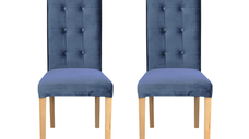 Set 2 scaune living TEO LUX, picioare lemn natur, stofa albastru deschis, 46x60x98 cm