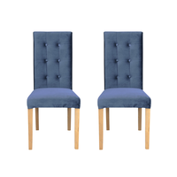 Set 2 scaune living TEO LUX, picioare lemn natur, stofa albastru deschis, 46x60x98 cm - 1