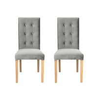 Set 2 scaune living TEO LUX, picioare lemn natur, stofa bej, 46x60x98 cm - 1