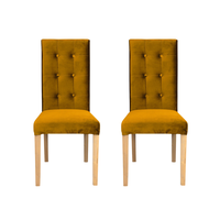 Set 2 scaune living TEO LUX, picioare lemn natur, stofa galben, 46x60x98 cm - 1