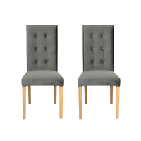 Set 2 scaune living TEO LUX, picioare lemn natur, stofa gri deschis, 46x60x98 cm - 1