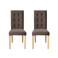 Set 2 scaune living TEO LUX, picioare lemn natur, stofa maro, 46x60x98 cm - 1