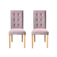 Set 2 scaune living TEO LUX, picioare lemn natur, stofa roz pudra, 46x60x98 cm - 1