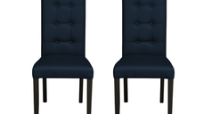 Set 2 scaune living TEO LUX, picioare lemn wenge, piele ecologica albastru, 46x60x98 cm