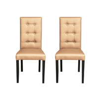 Set 2 scaune living TEO LUX, picioare lemn wenge, piele ecologica bej, 46x60x98 cm - 1