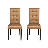 Set 2 scaune living TEO LUX, picioare lemn wenge, piele ecologica bej inchis, 46x60x98 cm - 1