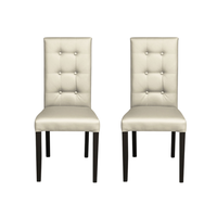 Set 2 scaune living TEO LUX, picioare lemn wenge, piele ecologica crem, 46x60x98 cm - 1