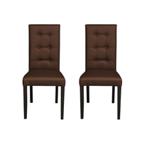Set 2 scaune living TEO LUX, picioare lemn wenge, piele ecologica maro deschis, 46x60x98 cm - 1