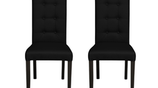 Set 2 scaune living TEO LUX, picioare lemn wenge, piele ecologica negru, 46x60x98 cm