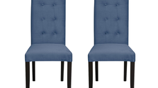 Set 2 scaune living TEO LUX, picioare lemn wenge, stofa albastru deschis, 46x60x98 cm