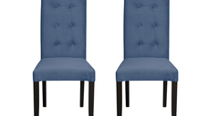 Set 2 scaune living TEO LUX, picioare lemn wenge, stofa albastru deschis, 46x60x98 cm