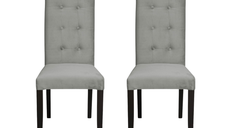 Set 2 scaune living TEO LUX, picioare lemn wenge, stofa bej, 46x60x98 cm