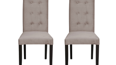 Set 2 scaune living TEO LUX, picioare lemn wenge, stofa cappuccino, 46x60x98 cm