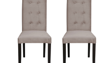 Set 2 scaune living TEO LUX, picioare lemn wenge, stofa cappuccino, 46x60x98 cm