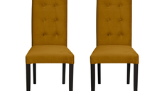 Set 2 scaune living TEO LUX, picioare lemn wenge, stofa galben, 46x60x98 cm