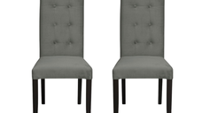 Set 2 scaune living TEO LUX, picioare lemn wenge, stofa gri deschis, 46x60x98 cm