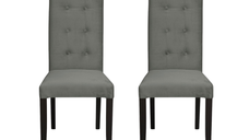 Set 2 scaune living TEO LUX, picioare lemn wenge, stofa gri deschis, 46x60x98 cm