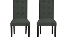 Set 2 scaune living TEO LUX, picioare lemn wenge, stofa gri inchis, 46x60x98 cm