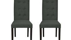 Set 2 scaune living TEO LUX, picioare lemn wenge, stofa gri inchis, 46x60x98 cm