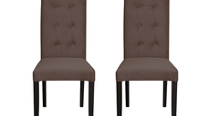 Set 2 scaune living TEO LUX, picioare lemn wenge, stofa maro, 46x60x98 cm