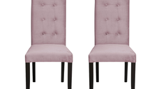 Set 2 scaune living TEO LUX, picioare lemn wenge, stofa roz pudra, 46x60x98 cm