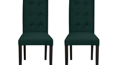 Set 2 scaune living TEO LUX, picioare lemn wenge, stofa verde smarald, 46x60x98 cm