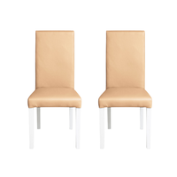 Set 2 scaune living TEO, picioare lemn alb, piele ecologica bej, 46x60x98 cm - 1