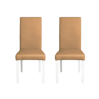 Set 2 scaune living TEO, picioare lemn alb, piele ecologica bej inchis, 46x60x98 cm - 1