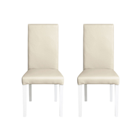 Set 2 scaune living TEO, picioare lemn alb, piele ecologica crem, 46x60x98 cm - 1