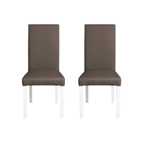 Set 2 scaune living TEO, picioare lemn alb, piele ecologica gri elefant, 46x60x98 cm - 1