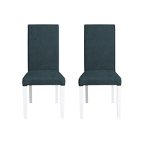 Set 2 scaune living TEO, picioare lemn alb, stofa albastru, 46x60x98 cm - 1