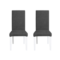 Set 2 scaune living TEO, picioare lemn alb, stofa gri inchis, 46x60x98 cm - 1