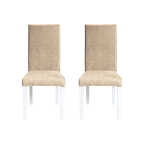 Set 2 scaune living TEO, picioare lemn alb, stofa z bej, 46x60x98 cm - 1