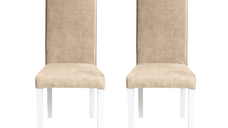 Set 2 scaune living TEO, picioare lemn alb, stofa z bej, 46x60x98 cm