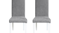 Set 2 scaune living TEO, picioare lemn alb, stofa z gri deschis, 46x60x98 cm