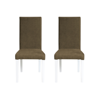 Set 2 scaune living TEO, picioare lemn alb, stofa z kaki, 46x60x98 cm - 1