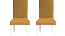 Set 2 scaune living TEO, picioare lemn alb, stofa z mustar, 46x60x98 cm