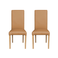 Set 2 scaune living TEO, picioare lemn natur, piele ecologica bej inchis, 46x60x98 cm - 1