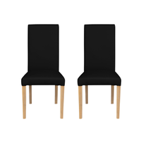 Set 2 scaune living TEO, picioare lemn natur, piele ecologica negru, 46x60x98 cm - 1