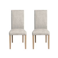 Set 2 scaune living TEO, picioare lemn natur, stofa crem, 46x60x98 cm - 1