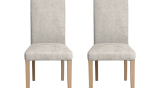 Set 2 scaune living TEO, picioare lemn natur, stofa crem, 46x60x98 cm