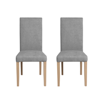 Set 2 scaune living TEO, picioare lemn natur, stofa gri deschis, 46x60x98 cm - 1