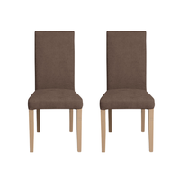 Set 2 scaune living TEO, picioare lemn natur, stofa maro, 46x60x98 cm - 1