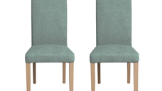 Set 2 scaune living TEO, picioare lemn natur, stofa mint, 46x60x98 cm