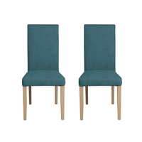 Set 2 scaune living TEO, picioare lemn natur, stofa turcoaz, 46x60x98 cm - 1