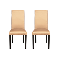 Set 2 scaune living TEO, picioare lemn wenge, piele ecologica bej, 46x60x98 cm - 1