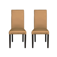 Set 2 scaune living TEO, picioare lemn wenge, piele ecologica bej inchis, 46x60x98 cm - 1