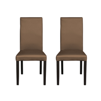 Set 2 scaune living TEO, picioare lemn wenge, piele ecologica cappuccino, 46x60x98 cm - 1