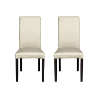 Set 2 scaune living TEO, picioare lemn wenge, piele ecologica crem, 46x60x98 cm - 1